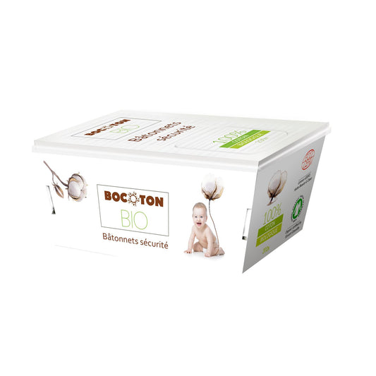 Bastoncillos oído niños seguridad algodón bio Bocoton, 60 ud