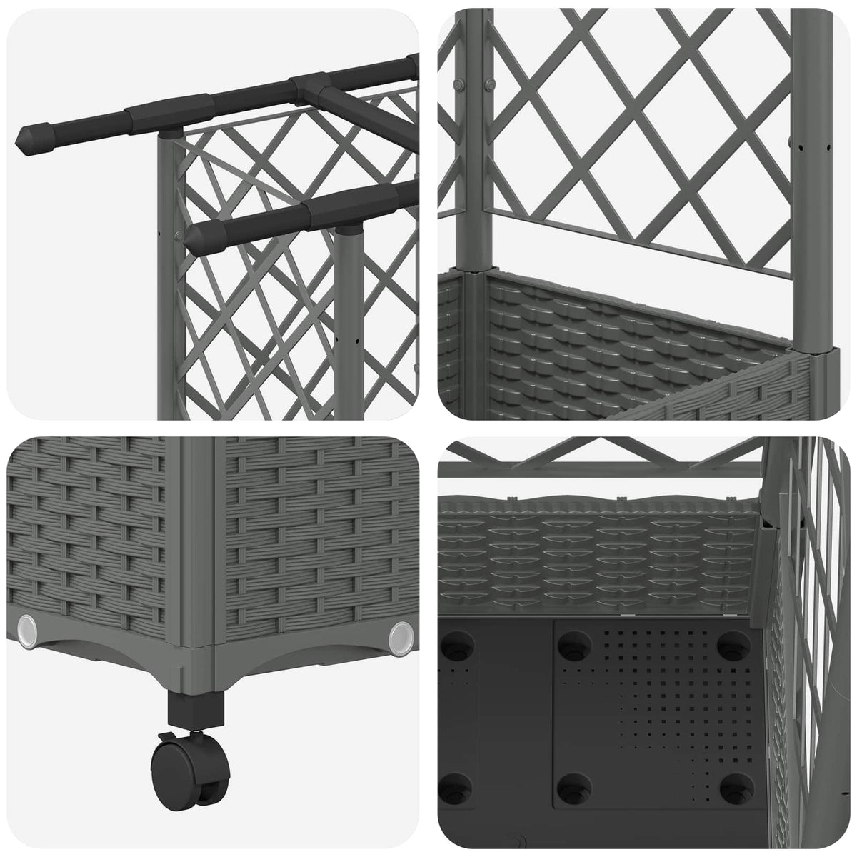 Cama Elevada Con Trellis Y Techo Gris Claro 164 X 40 X 127 Cm_5