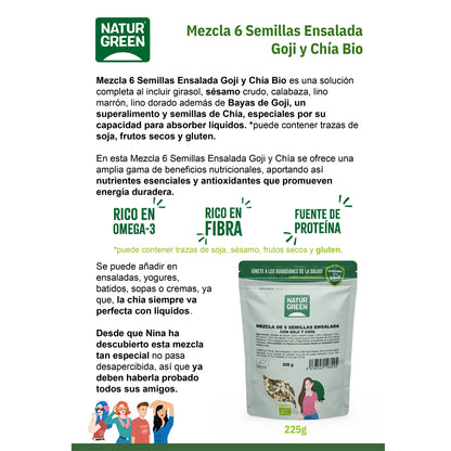 Mezcla 6 Semillas Ensalada Goji y Chía Bio NaturGreen 225 g