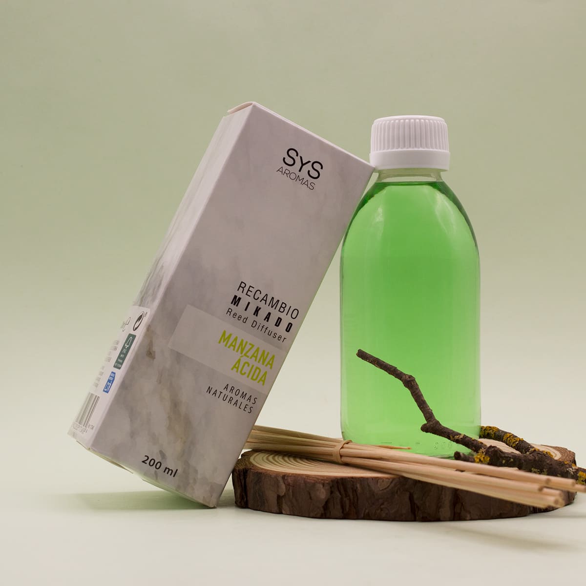 Recambio Mikado Manzana Ácida Mármol SYS Aromas 200 ml | Con Palos | Aroma Afrutado y Ácido | Refrescante_4