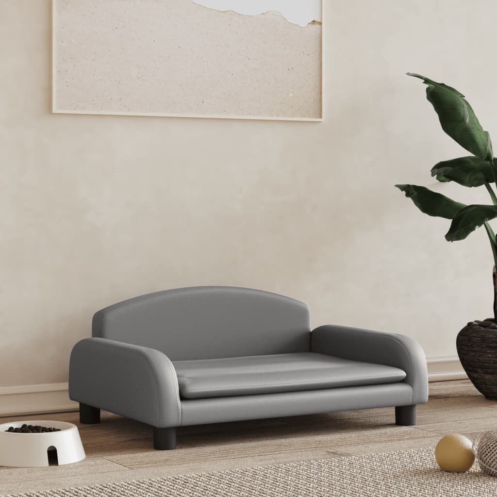 Cama Para Perros De Cuero Sintético Gris 70x45x30 Cm / Vetonek_4