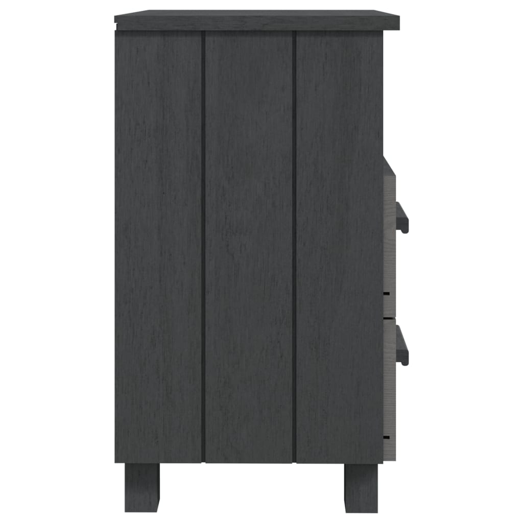 Mesita De Noche Hamar Madera Maciza Pino Gris Oscuro 40x35x62cm_2