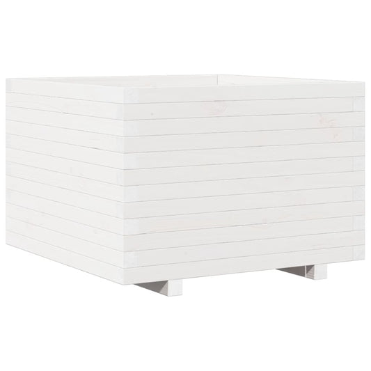 Jardinera Madera Maciza De Pino Blanco 70x70x49,5 Cm_0
