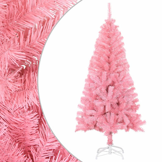 Vidaxl Árbol De Navidad Artificial Con Soporte Pvc Rosa 120 Cm_0