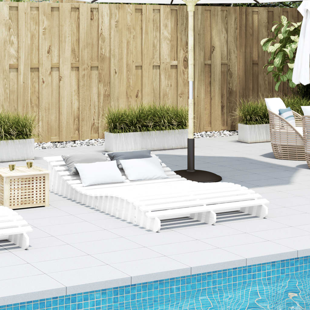 Tumbona De Madera Maciza De Pino Blanca 205x110x31,5 Cm / Vetonek_4