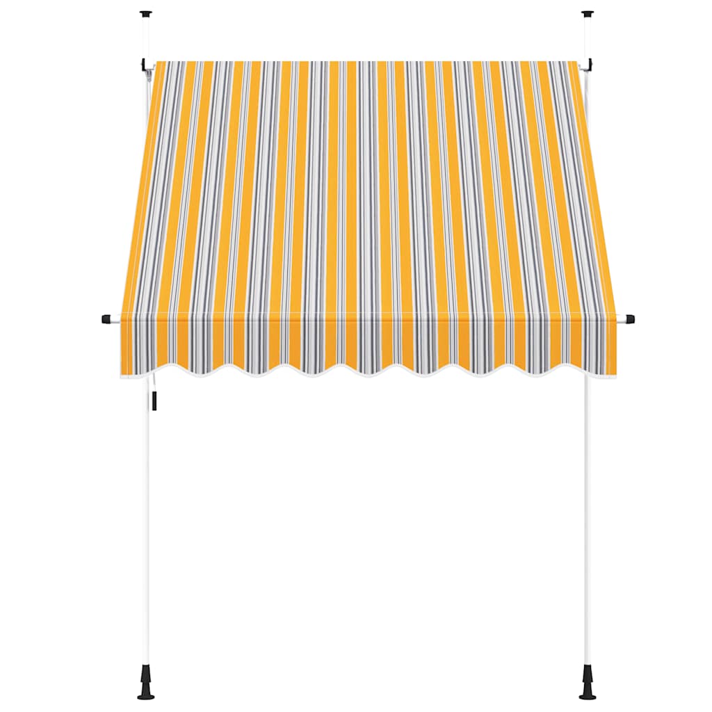 Toldo Manual Retráctil 200 Cm Amarillo Y Azul Rayas_2