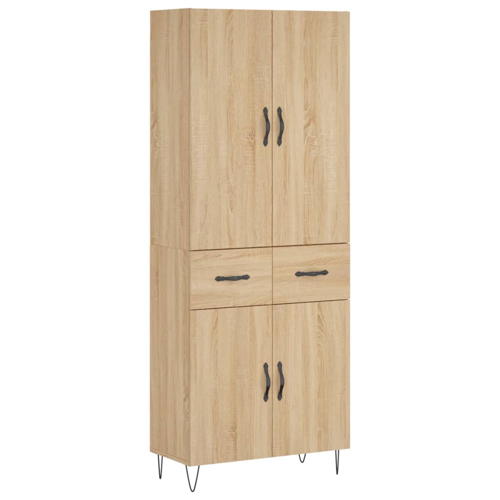 Aparador Alto Madera Contrachapada Color Roble 69,5x34x180 Cm_1