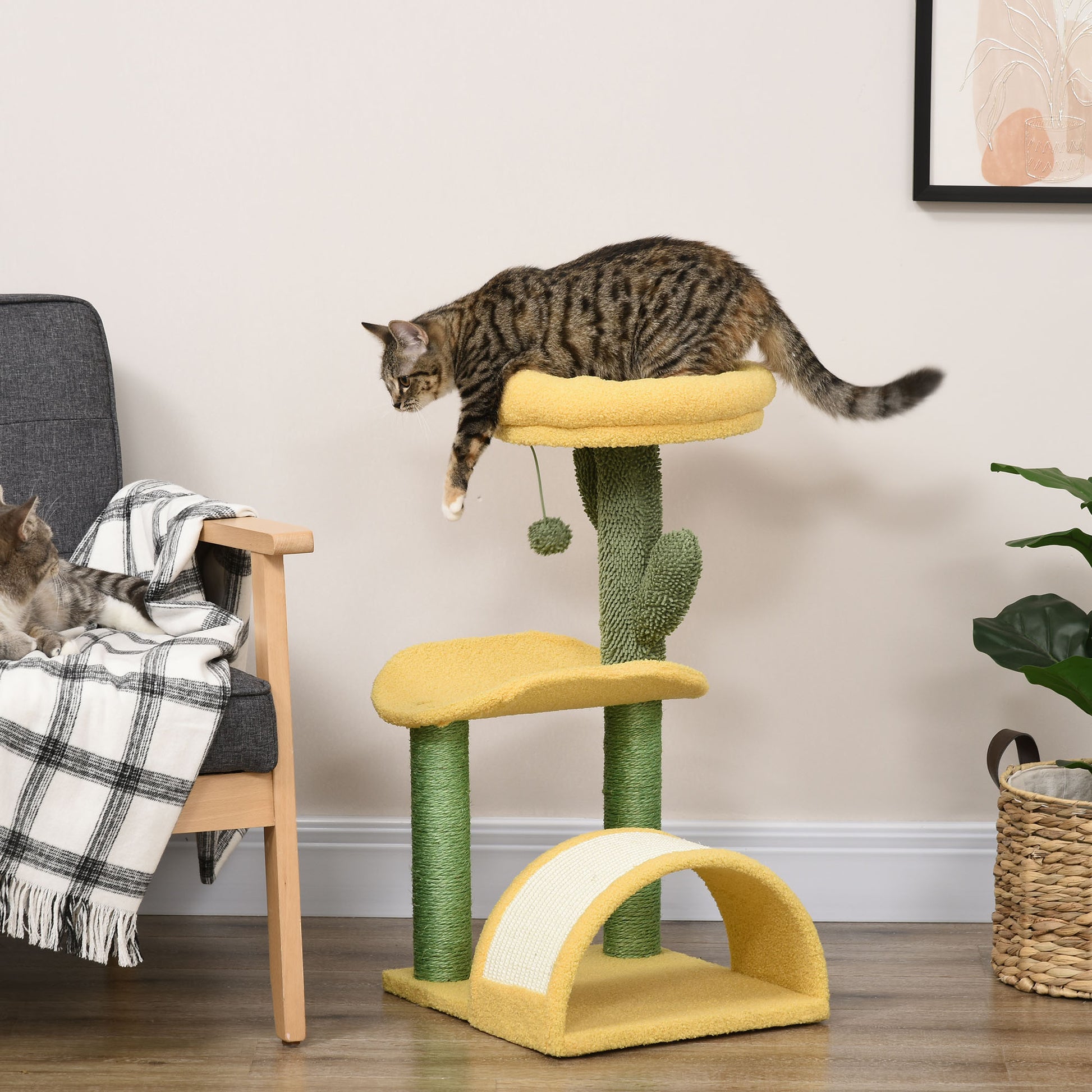 Pawhut Árbol Rascador Para Gatos Con Cama Poste De Sisal Rascadora 40x35x72 Cm_1