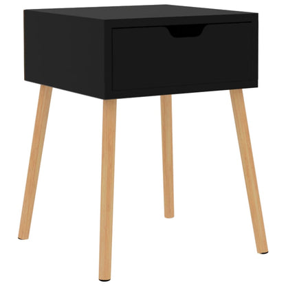 Mesita De Noche Madera De Ingeniería Negro Brillo 40x40x56 Cm_0