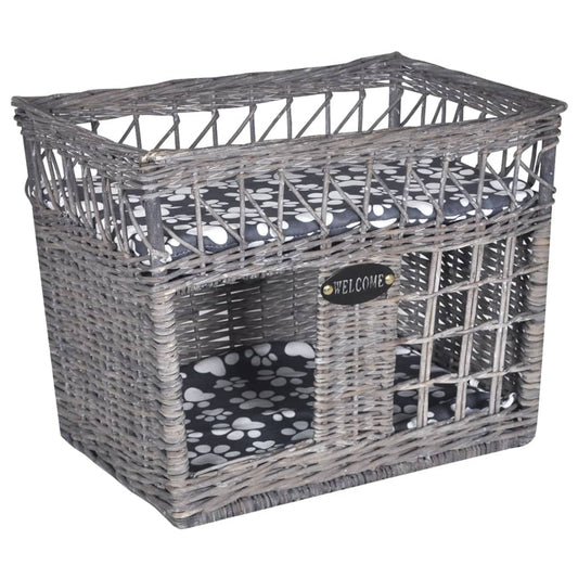 Vidaxl Casa/cama/ Rascador Para Mascotas De Sauce Con Cojín Cuadrada_0