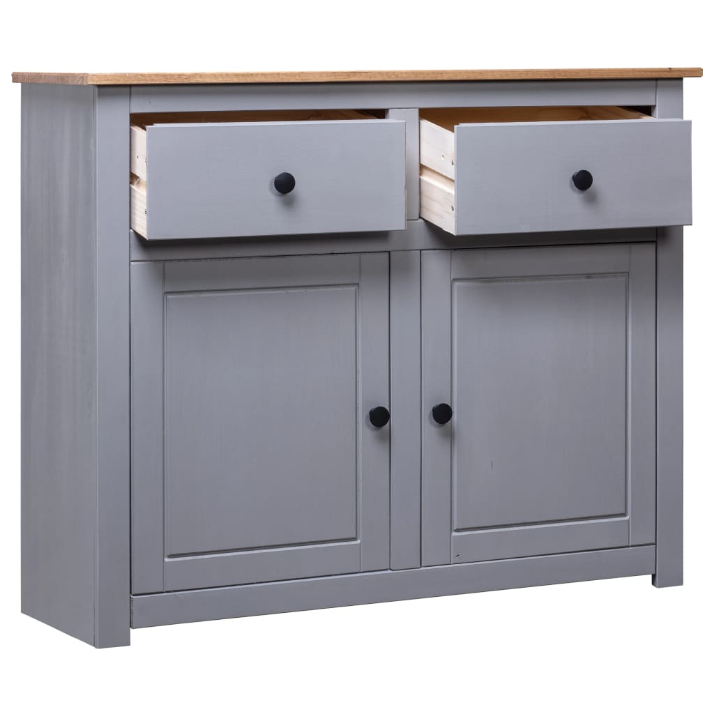 Aparador De Madera Maciza Pino Estilo Panamá Gris 93x40x80 Cm_2