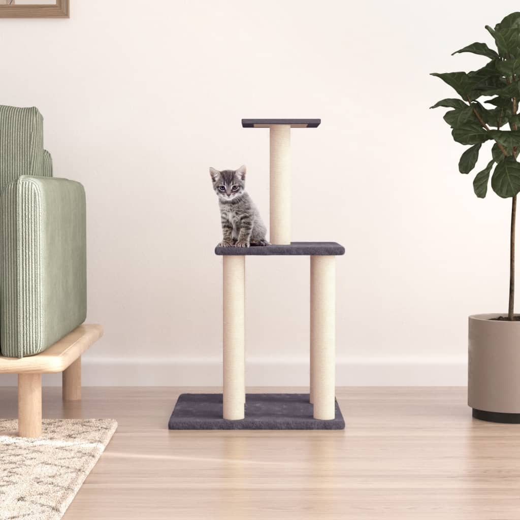 Rascador Para Gatos Con Postes De Sisal Gris Oscuro 85,5 Cm_1