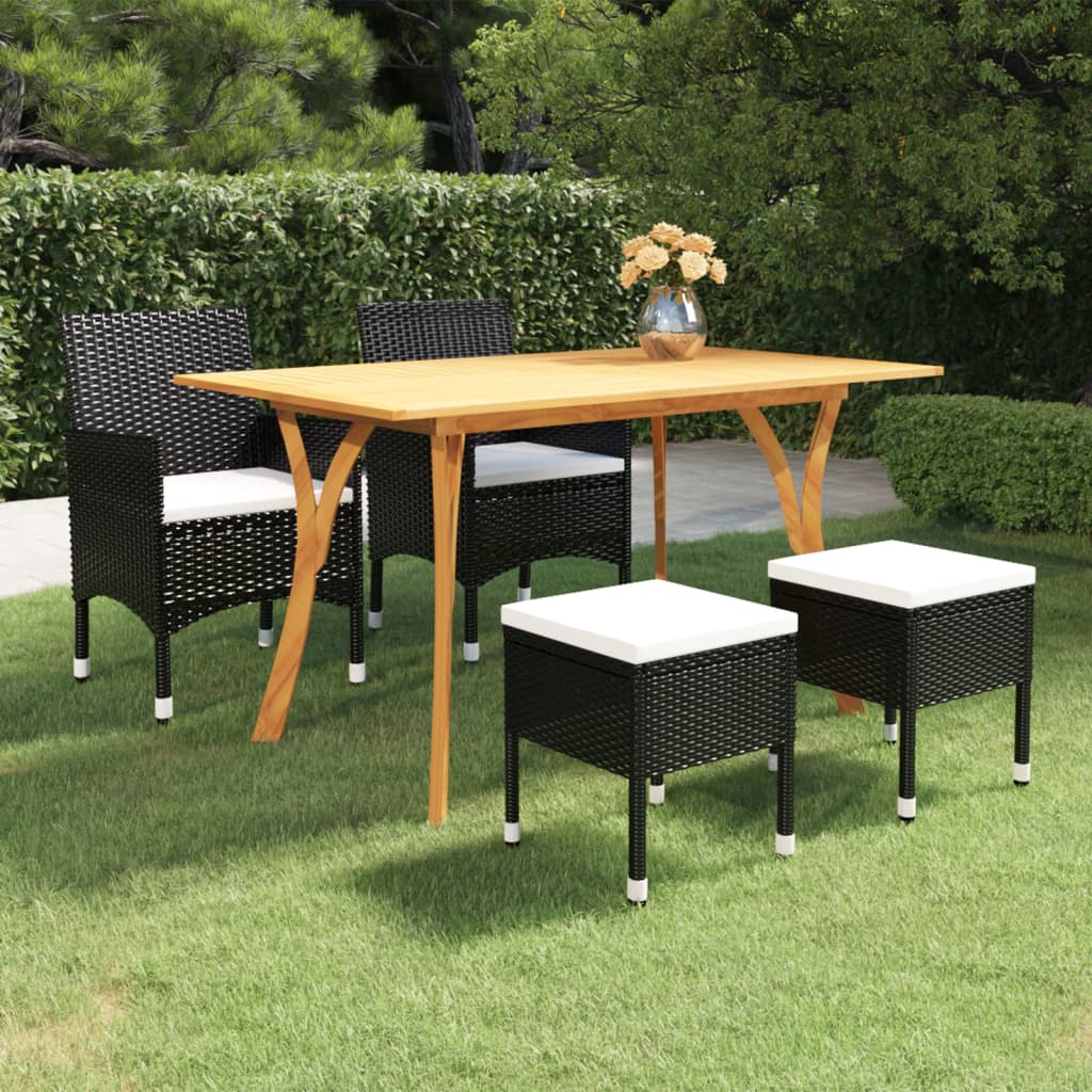 Juego De Comedor De Jardín De 5 Piezas Negro / Vetonek_3