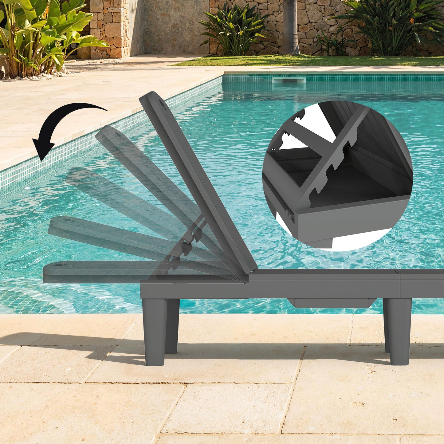 Outsunny Set De 2 Tumbonas De Jardín Exterior Reclinables Bandeja Lateral Gris_3