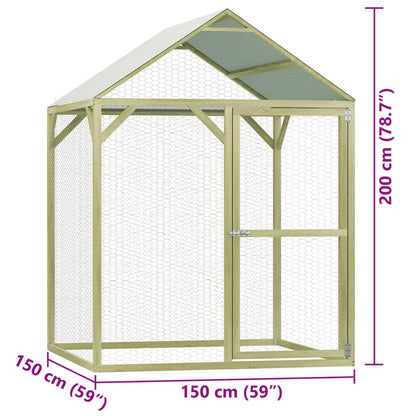 Vidaxl Jaula Gallinero Madera Impregnada Pino Y Acero 1,5x1,5x2 M_2