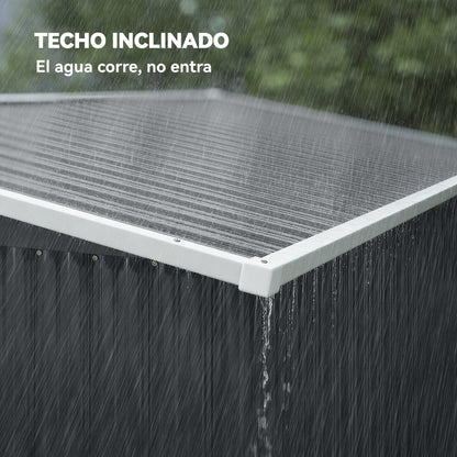 Outsunny Caseta De Jardín Exterior 2,7 M² 234x132x185 Cm Triple Puerta Gris_5