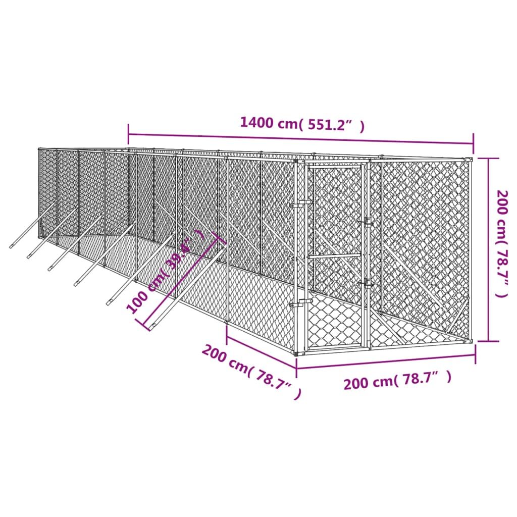 Vidaxl Perrera De Exterior Acero Galvanizado Plateado 2x14x2 M_2
