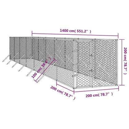 Vidaxl Perrera De Exterior Acero Galvanizado Plateado 2x14x2 M_3