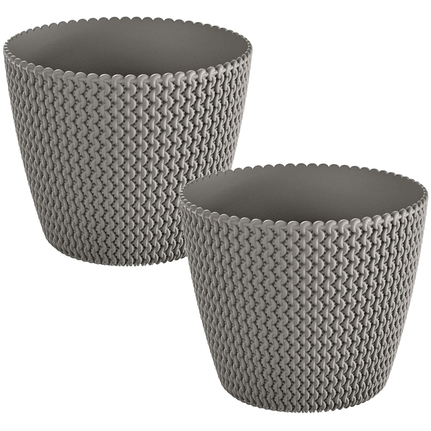 2x Maceta Redonda 11,5l Prosperplast Splofy De Plastico En Color Gris, Ø29,5 X 24,9 Cm_0