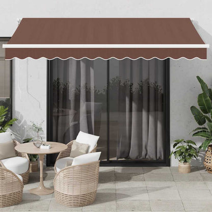 Toldo Retráctil Manual Con Luz Led Marrón 350x250 Cm_1