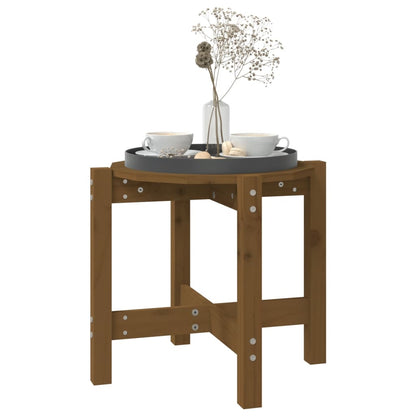 Mesa De Centro De Madera Maciza De Pino Marrón Miel Ø52,5x45 Cm_2