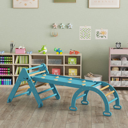 Aiyaplay 7 En 1 Triángulo De Escalada Montessori Con Arco Y Rampa 188x70 Cm Azul_4