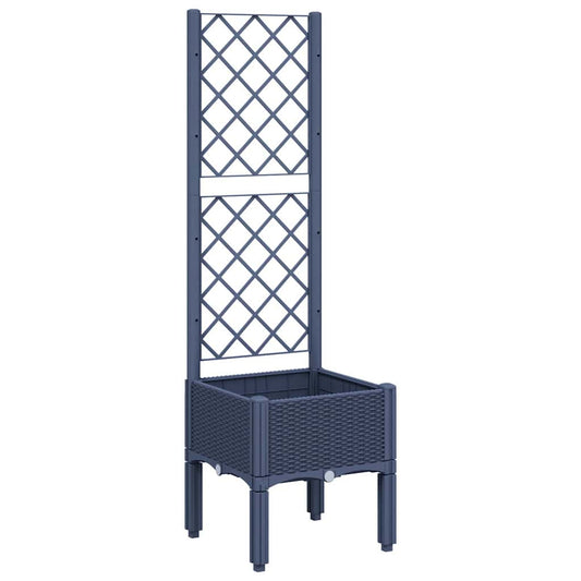 Jardinera Con Enrejado Pp Azul Gris 40x40x142 Cm_0
