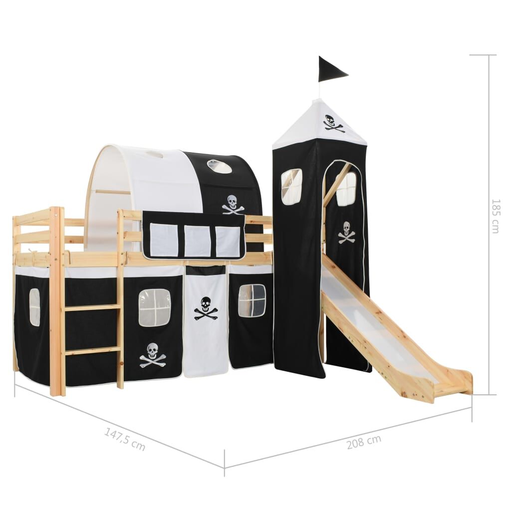 Vidaxl Cama Alta Para Niños Tobogán Y Escalera Madera Pino 97x208 Cm_2