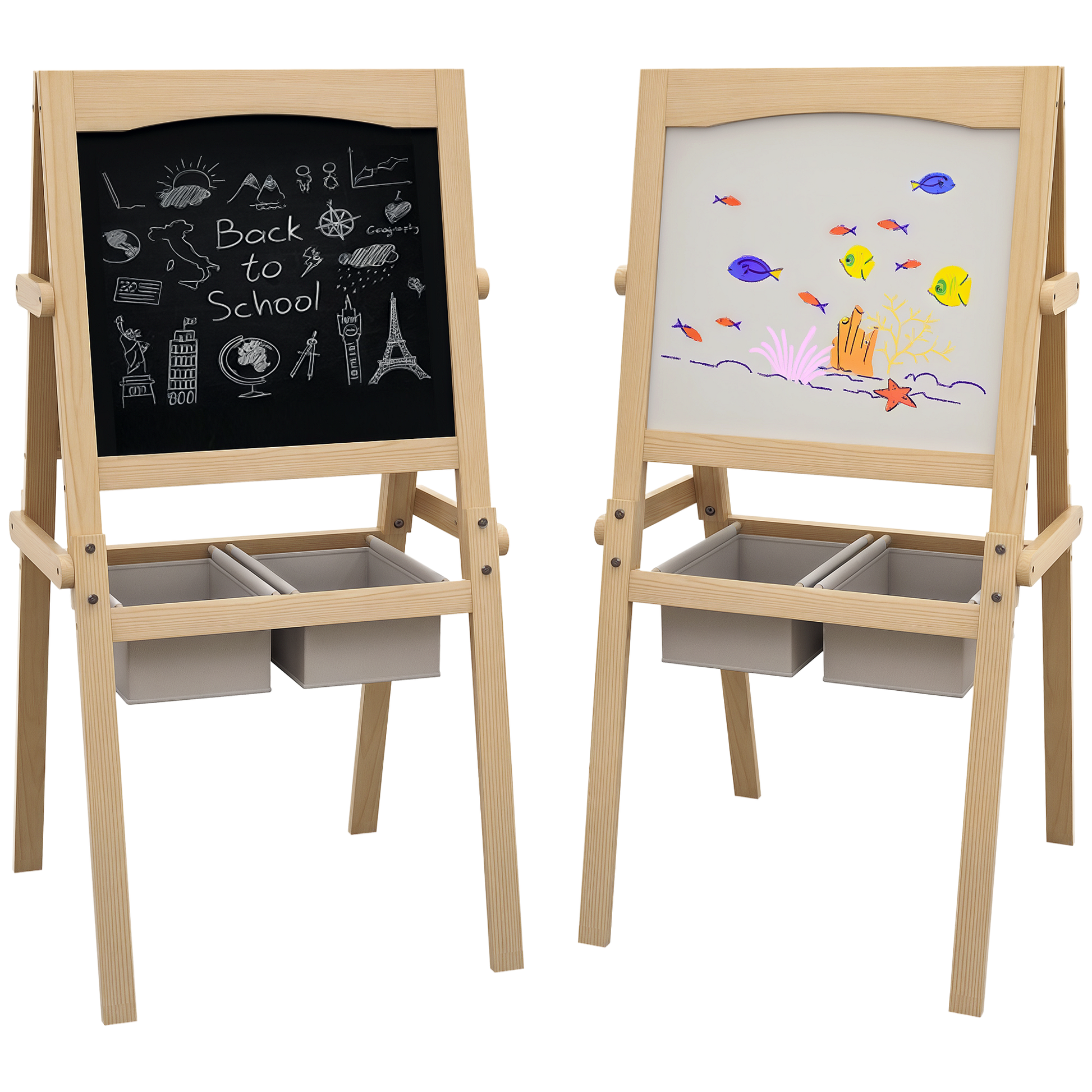 Aiyaplay Caballete Para Niños 3 En 1 Con Rollo De Papel 58x50,5x109 Cm Natural_0