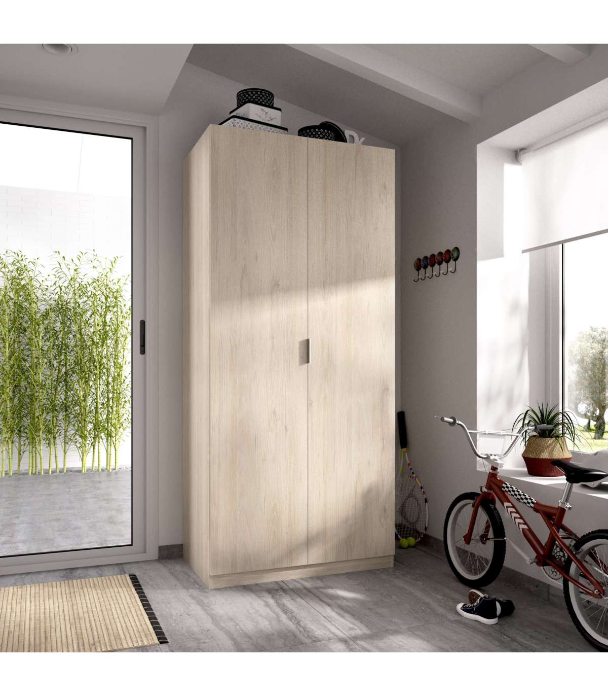 Armario Ropero Sabiote Con 2 Puertas Abatibles En Roble Natural 184 Cm(alto)81 Cm(ancho)52_5