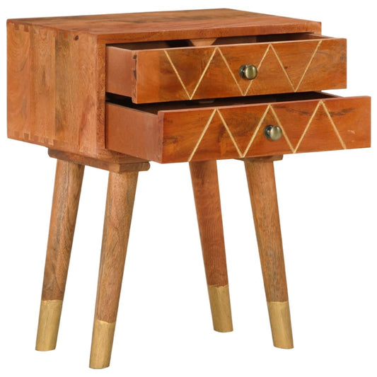 Mesita De Noche De Madera Maciza De Mango 43x30x58 Cm_0