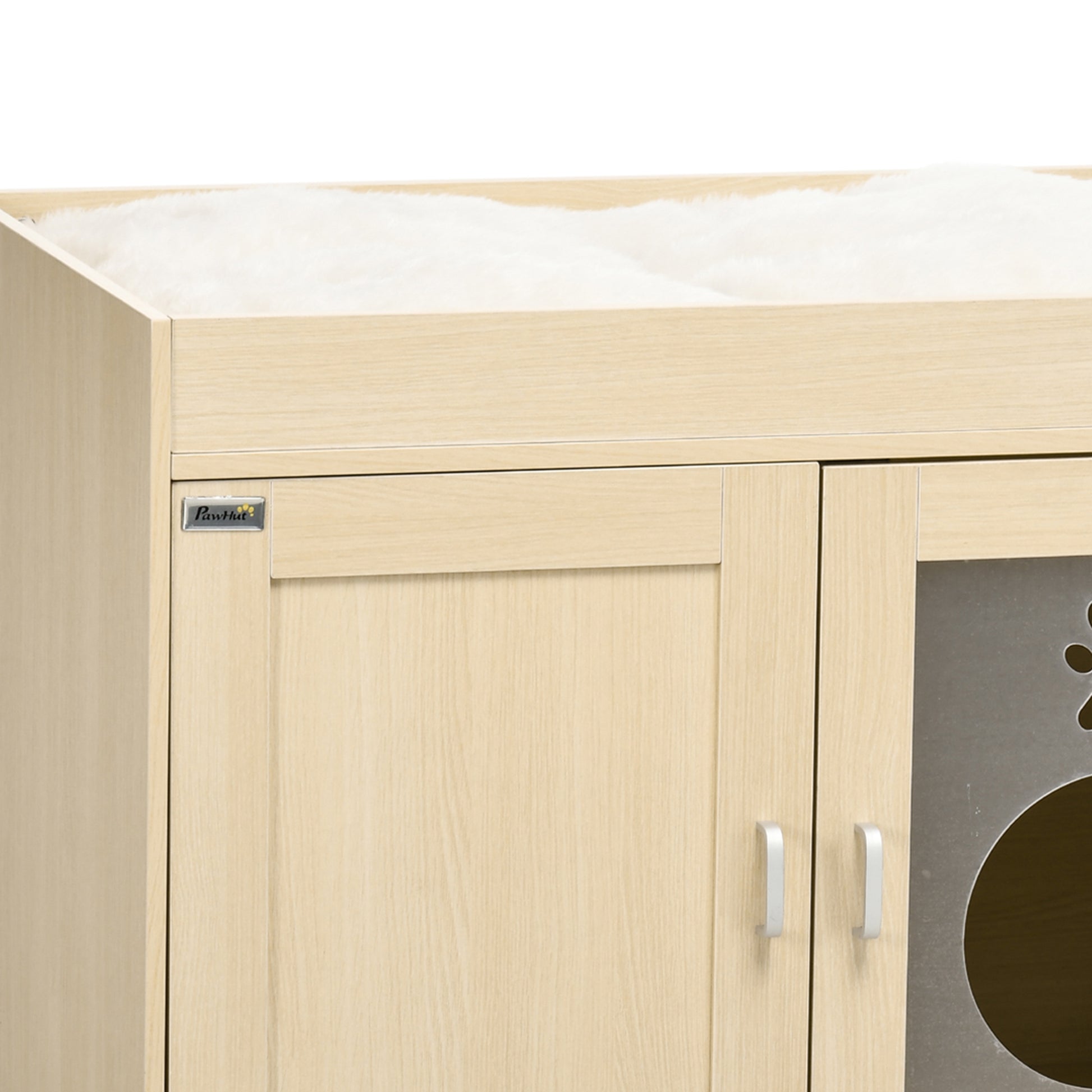 Pawhut Arenero Para Gatos De Madera Con 2 Puertas Cama Cojín Suave 107x54x70 Cm_3