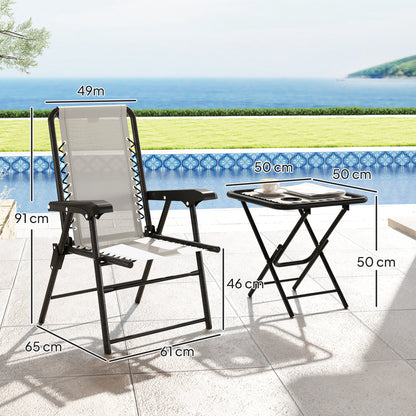 Outsunny Conjunto De Mesa Y Sillas De Terraza Exterior De 3 Piezas Crema_2