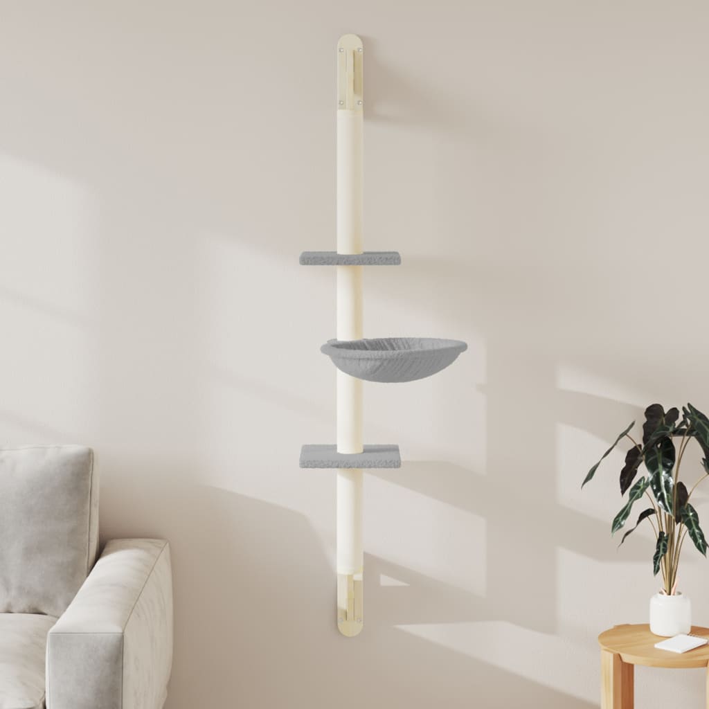 Árbol Rascador Para Gatos De Pared Gris Claro 142,5 Cm_1