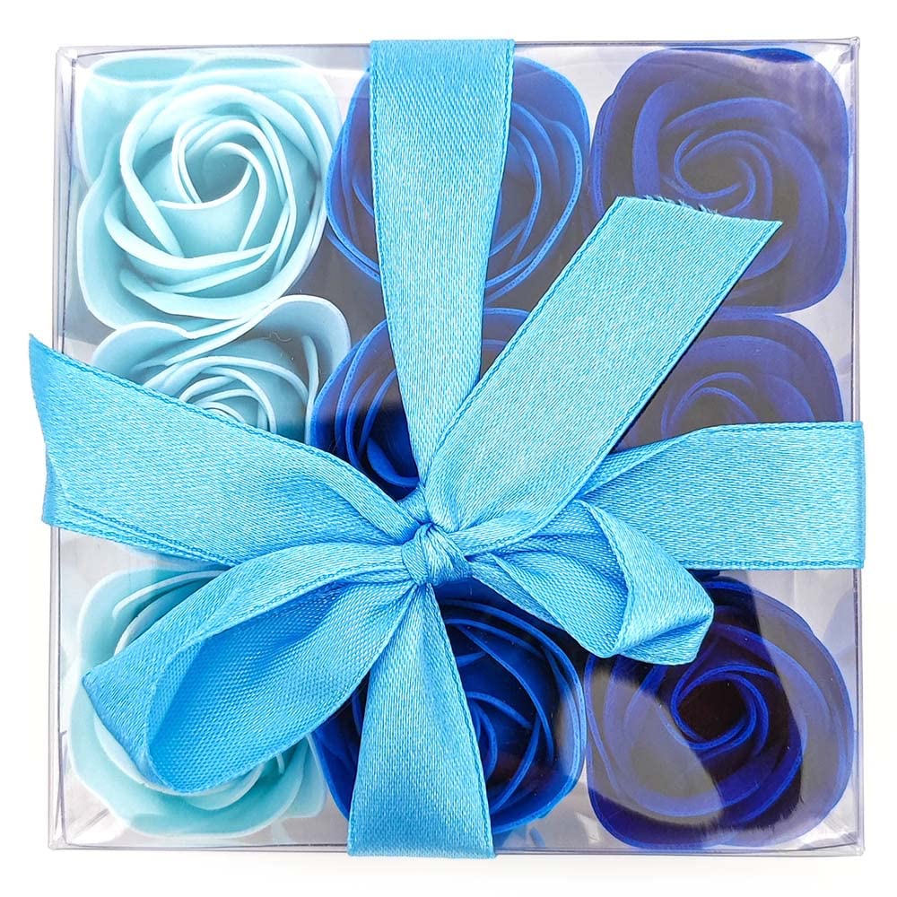 Pack 10 Cajas 9 Rosas De Jabón (azul) - Flores Con Pétalos De Jabón Perfumados - Regalo Original Para Días Especiales_2