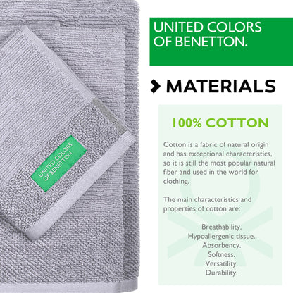 Set 3pcs Toallas De Baño (30x50+50x90+70x140cm) 450 Gsm 100%algodon Gris Casa Benetton_2