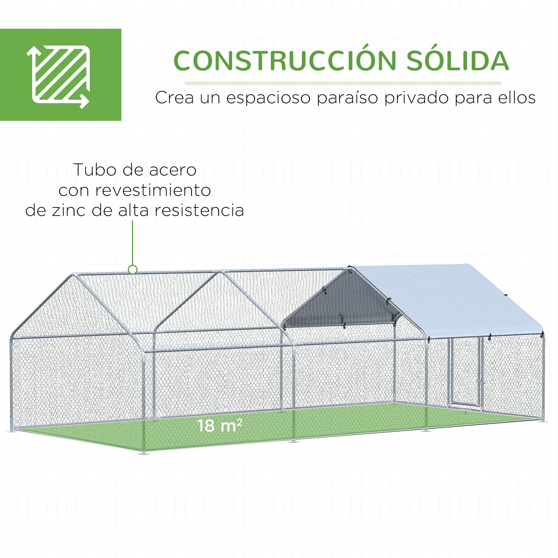 Pawhut Gallinero Exterior Grande De Metal Galvanizado 3,03x6x1,95 M Plata_5