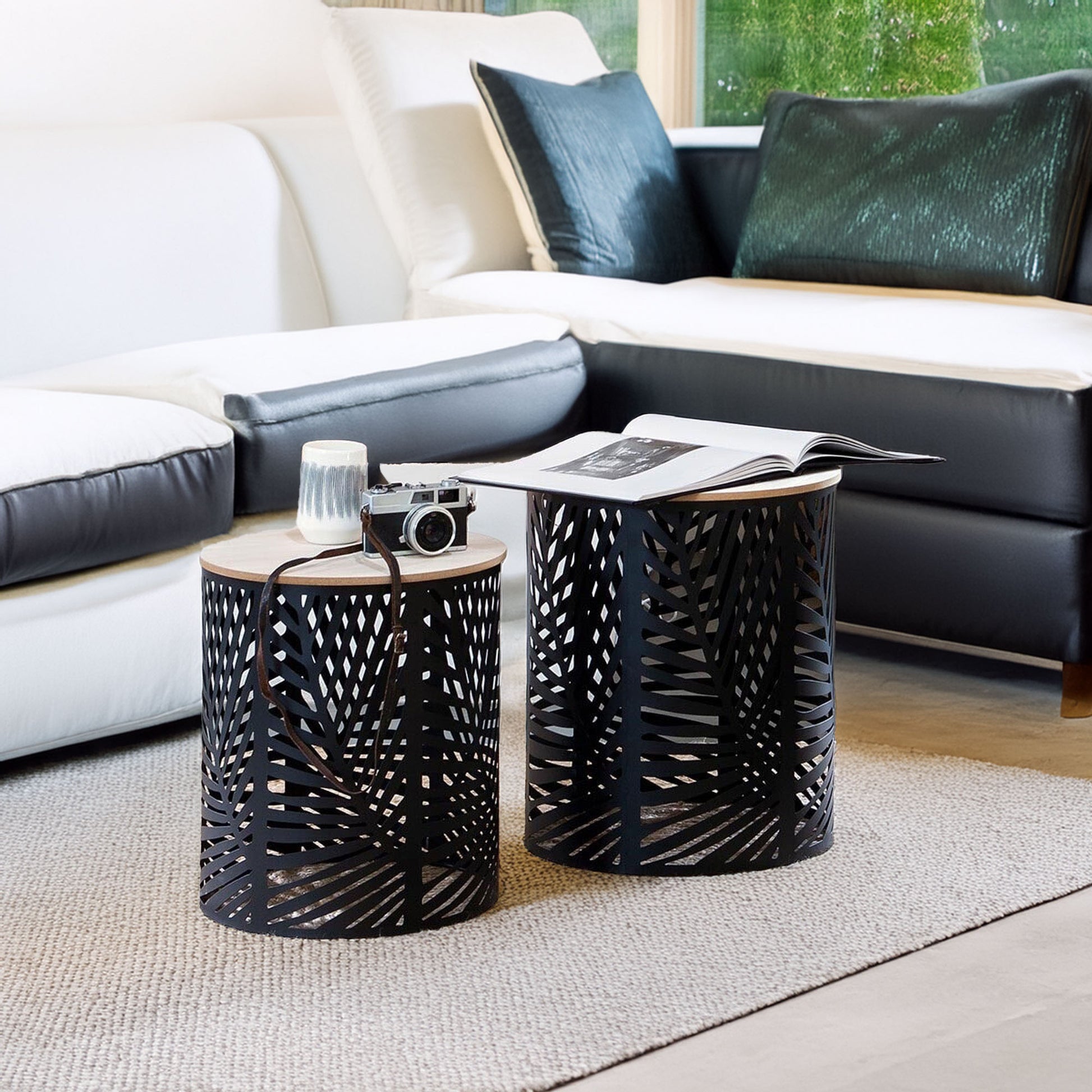 Wellhome Conjunto 2 Mesas Centro Color Negro_3