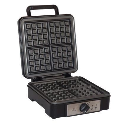 Gofrera Eléctrica Profesional, 4 Gofres Belgas Gruesos, Antiadherente, Regulador Temperatura Mpm Mpm-mgo-36 Negro/plata