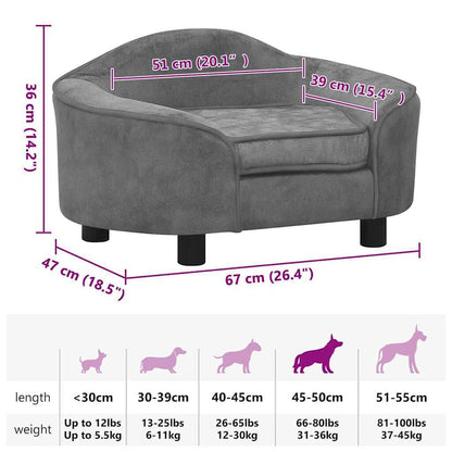 Vidaxl Sofá Para Perros Felpa Gris 67x47x36 Cm_2