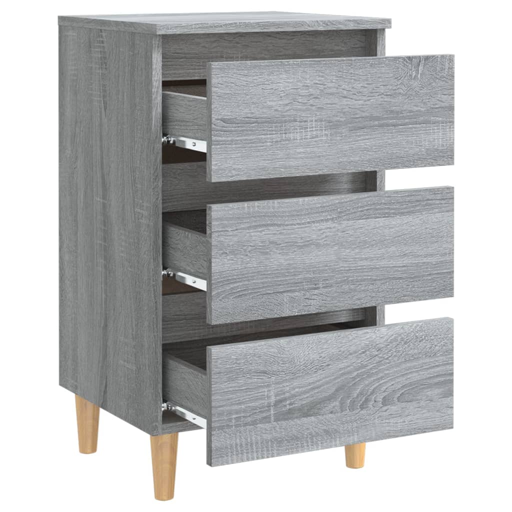 Mesita De Noche Con Patas Madera Maciza Gris Sonoma 40x35x69 Cm_3