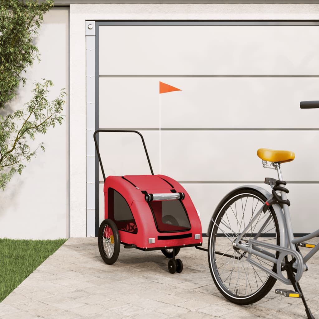 Vidaxl Remolque De Bicicleta Mascotas Hierro Tela Oxford Rojo_1