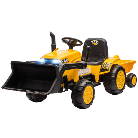 Aiyaplay Tractor Eléctrico Para Niños Con Remolque Desmontable Y Pala Amarillo_0