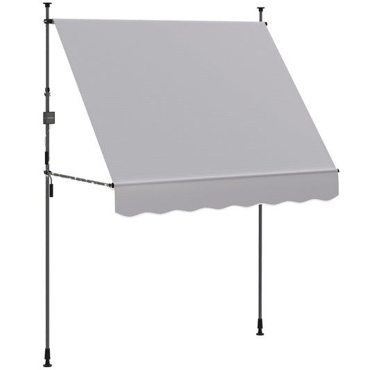 Outsunny Toldo Manual Retráctil Altura Ajustable Con Manivela 210-310 Cm Gris_0