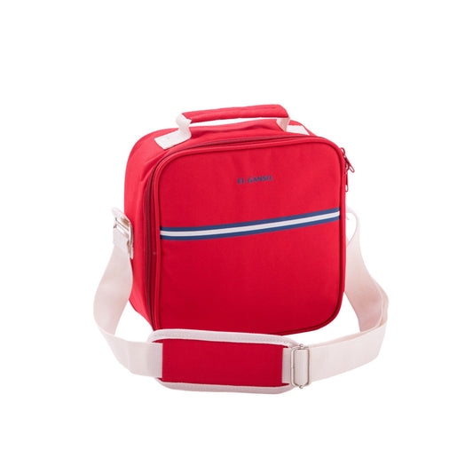 Bolsa De Almuerzo 23x10x23cm En Poliester Color Rojo El Ganso_0