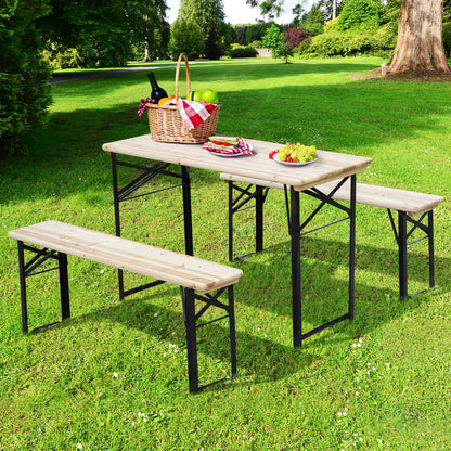 Outsunny Mesa Picnic Plegable 180x50x75cm 1 Mesa 2 Bancos Camping Terraza Jardin_1