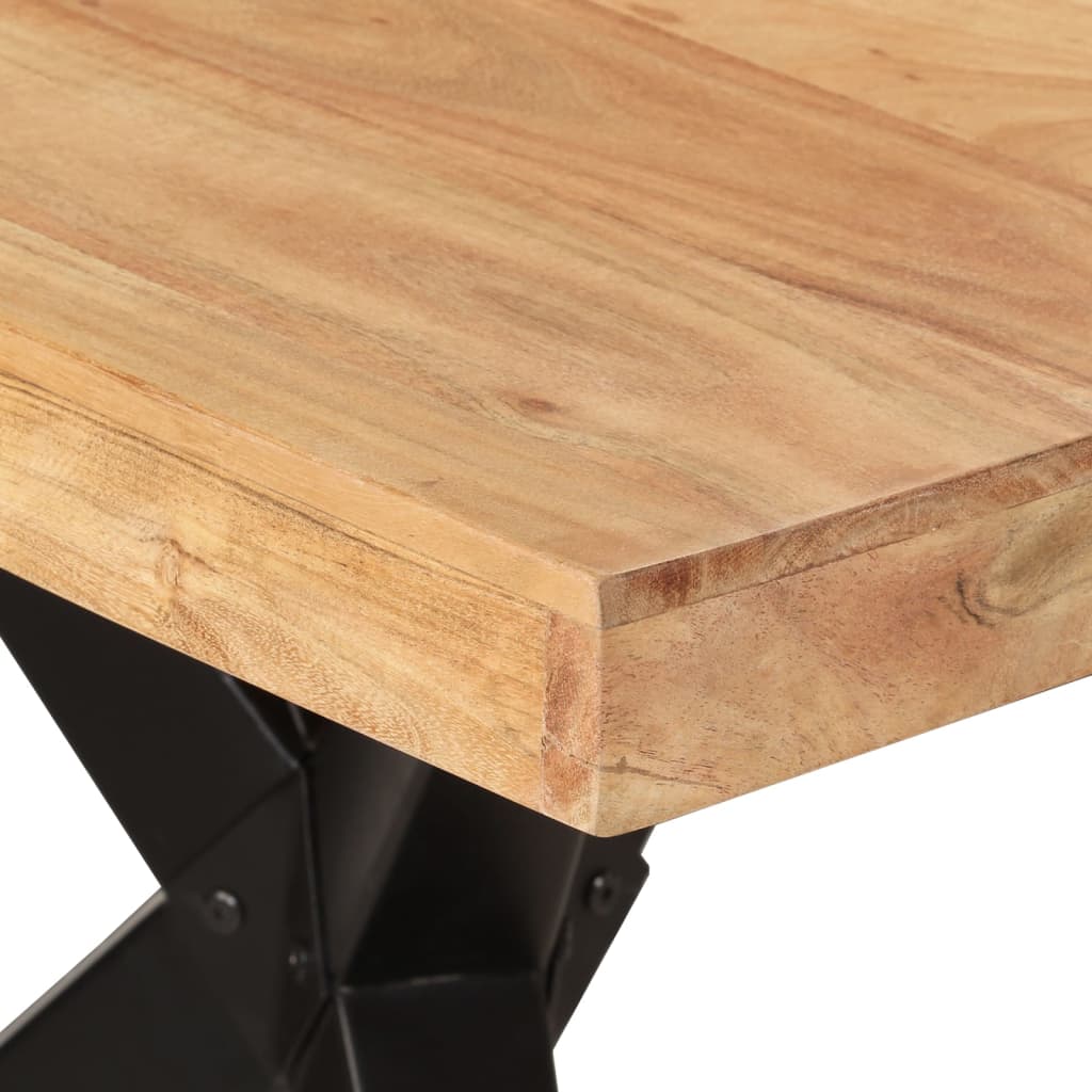 Mesa De Comedor Madera Maciza De Acacia Negra 180x90x77 Cm_3