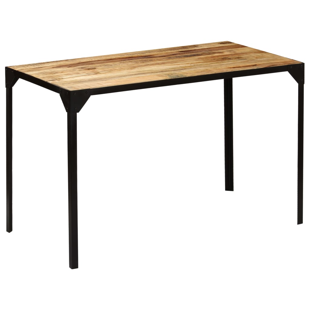 Mesa De Comedor Madera Maciza De Mango Rugosa Y Acero 120 Cm_0