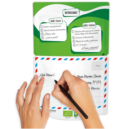 Postal autocultivo Hola germinados mostaza