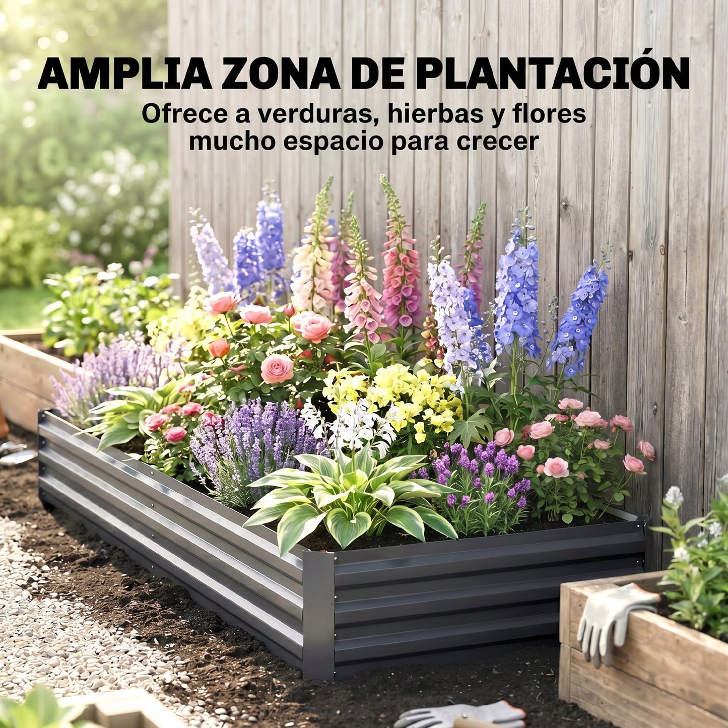 Outsunny Jardinera Exterior Grande Rectangular De Acero Galvanizado_3